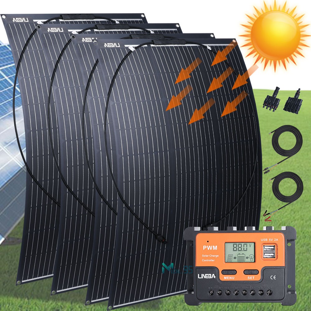 100W Solar Panel Kit 12V Trickle Charger Battery Charger Maintainer Boat RV Car