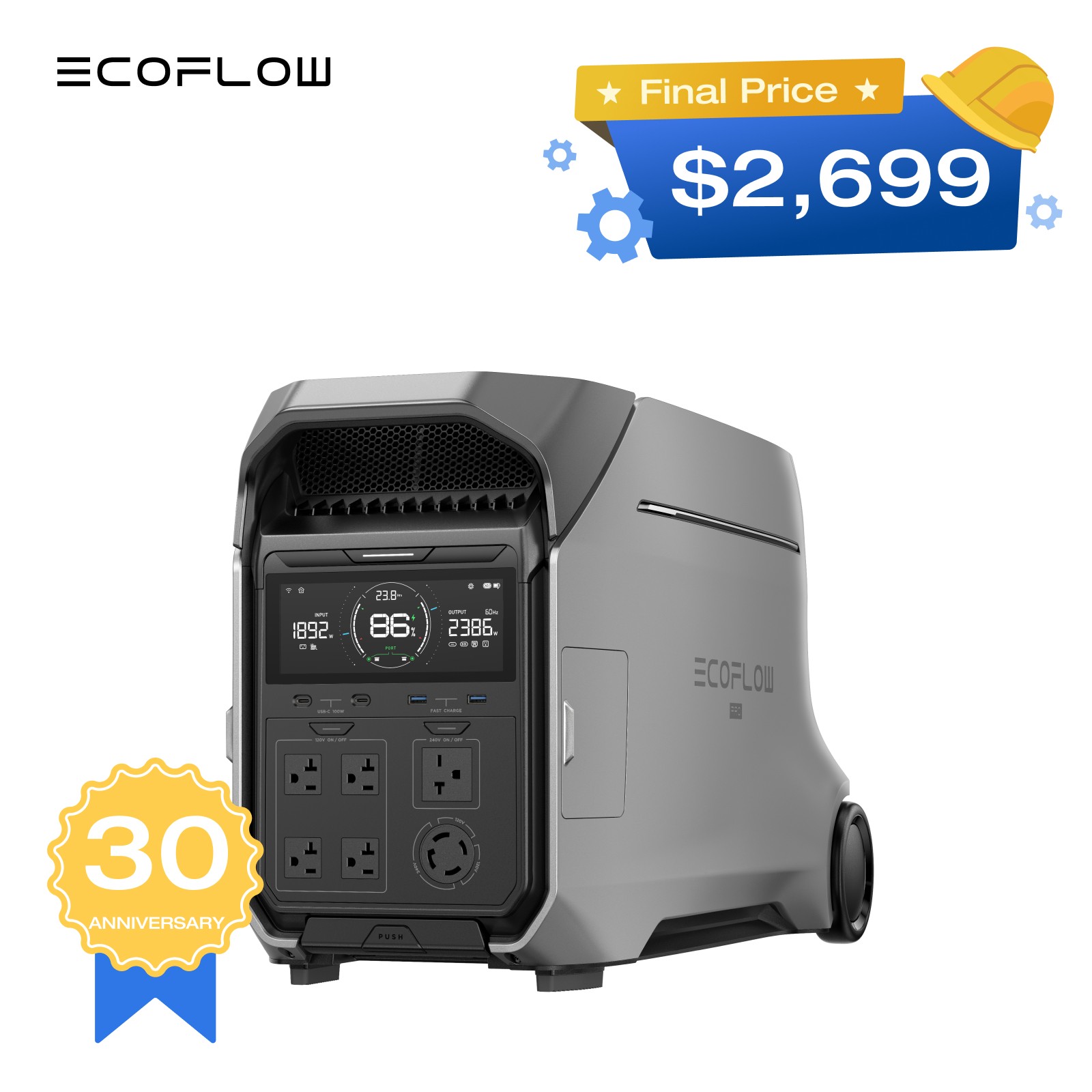 EcoFlow DELTA Pro 3 4000Wh Portable Power Station for Home Backup LFP Battery