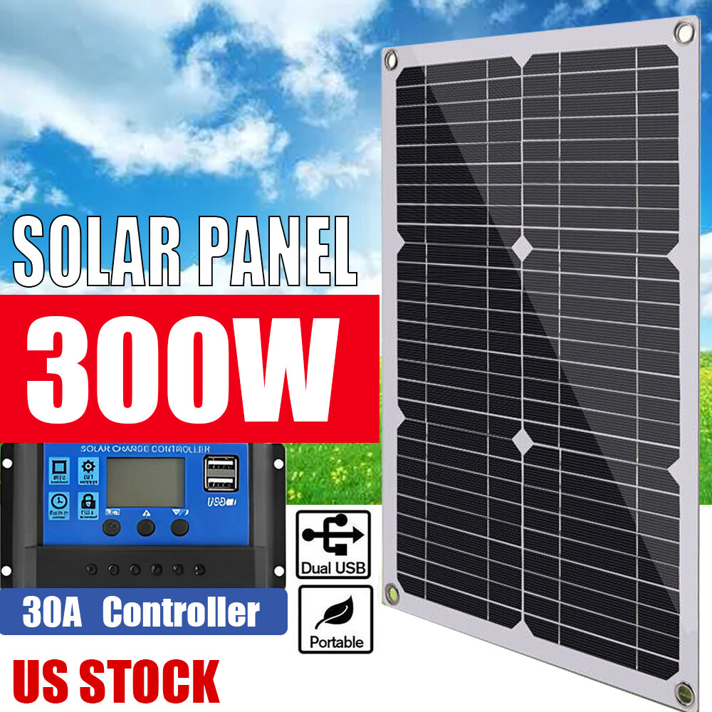 Home Car Monocrystalline Solar Panel Kit For RV Roof Camping Boat 300W PWM