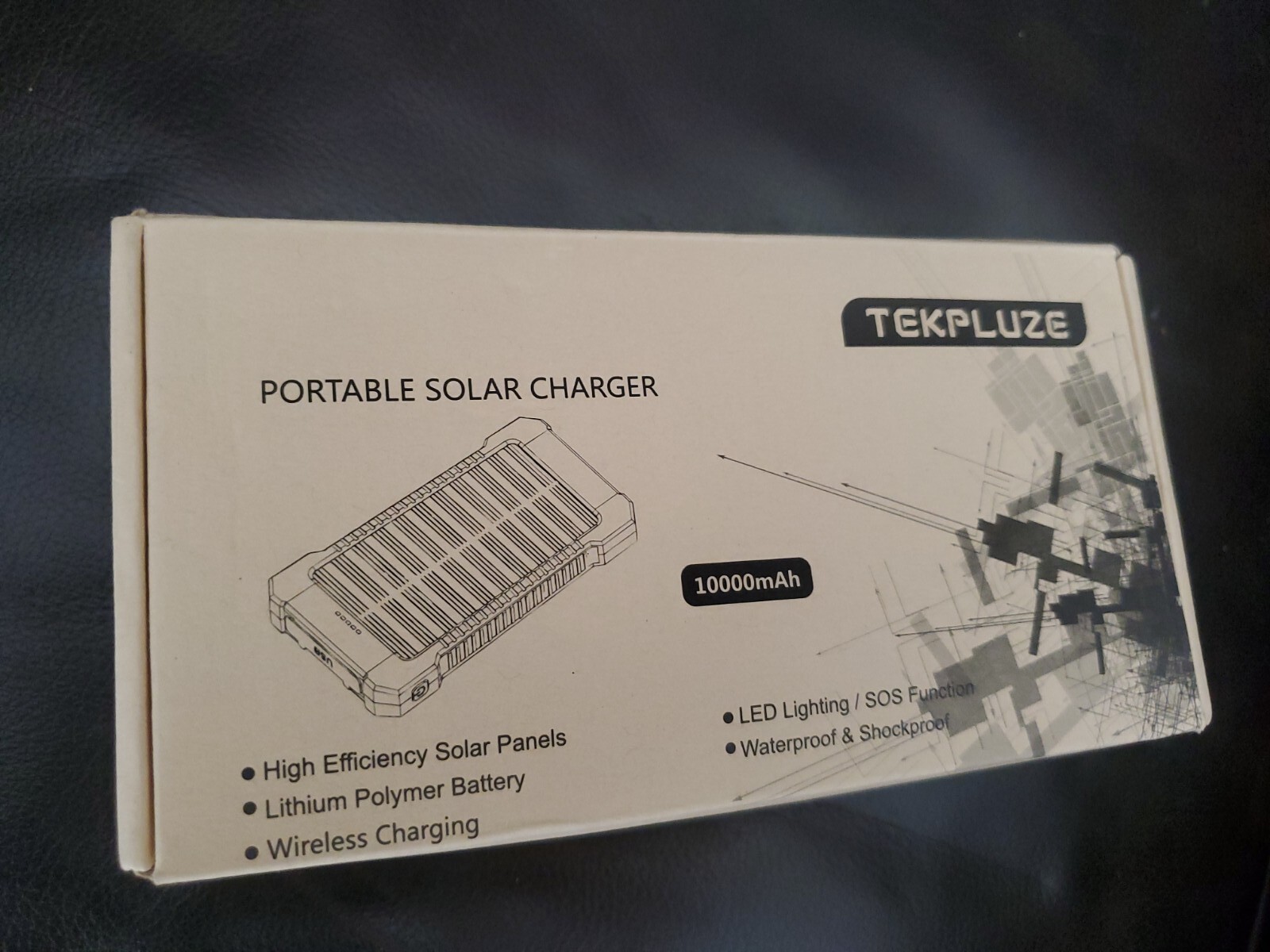 TEKPLUZE Solar Power Bank 10000 mAh Wireless Portable Charger Solar Panel