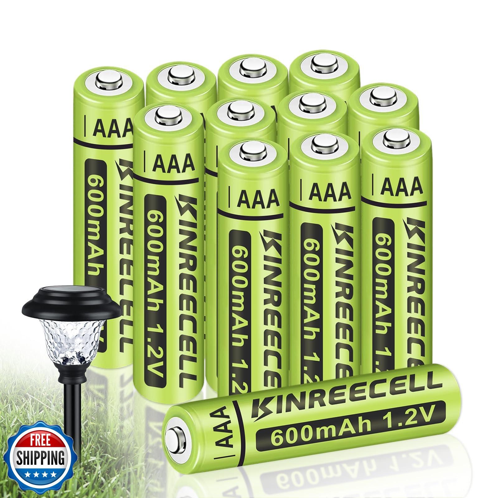 KINREECELL Rechargeable AAA 600mAh Batteries, Ni-MH Triple A Solar Batteries