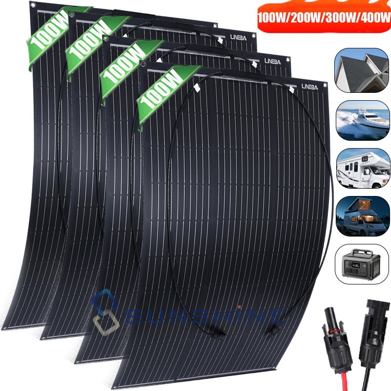 400W 200W 100W Flexible Mono Solar Panel 18V Large Size for RV Camping Home Boat