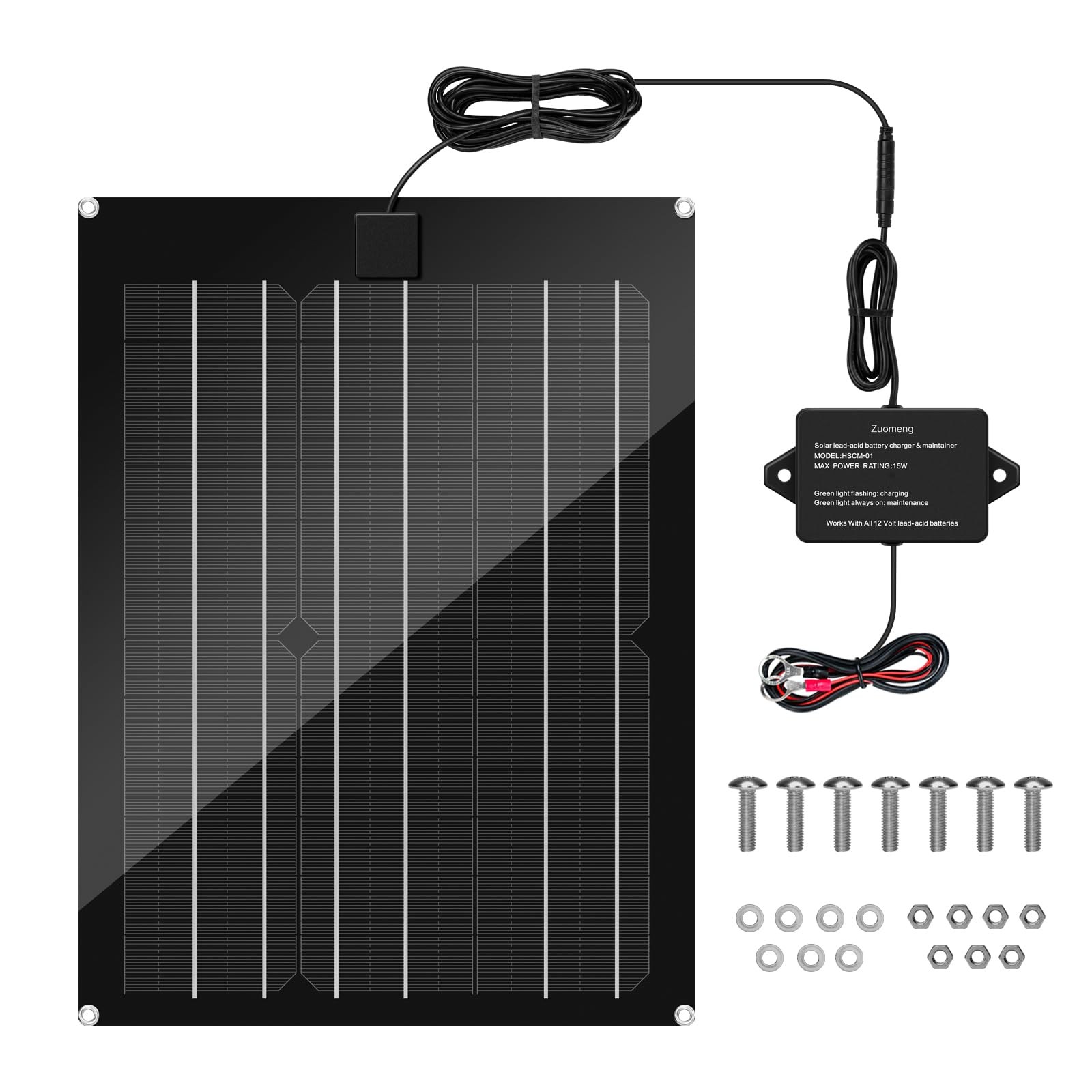 Solar Battery Charger Maintainer, 15W Solar Panel Kit for Dump Trailer Built-…