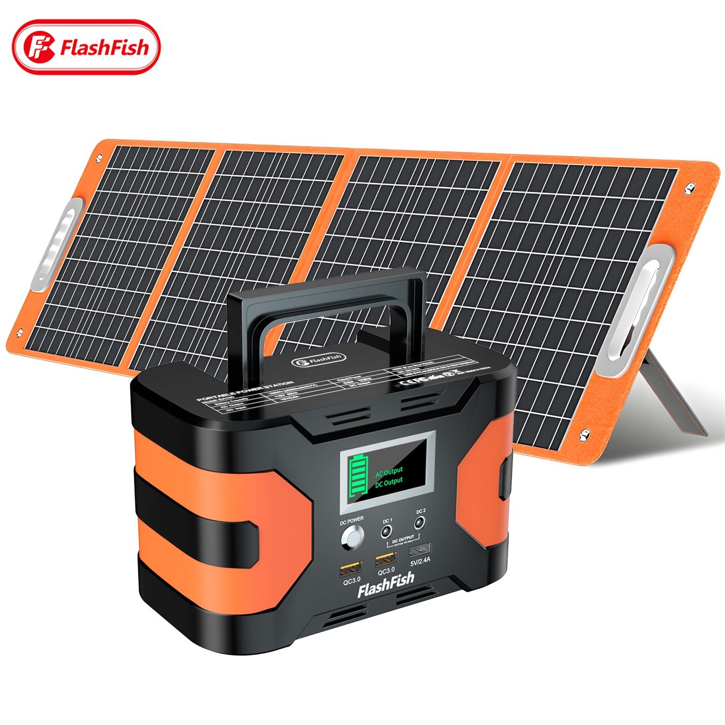 Flashfish 150W 166Wh Li-ion Battery Solar Generator Optional With Panel 100W 18V