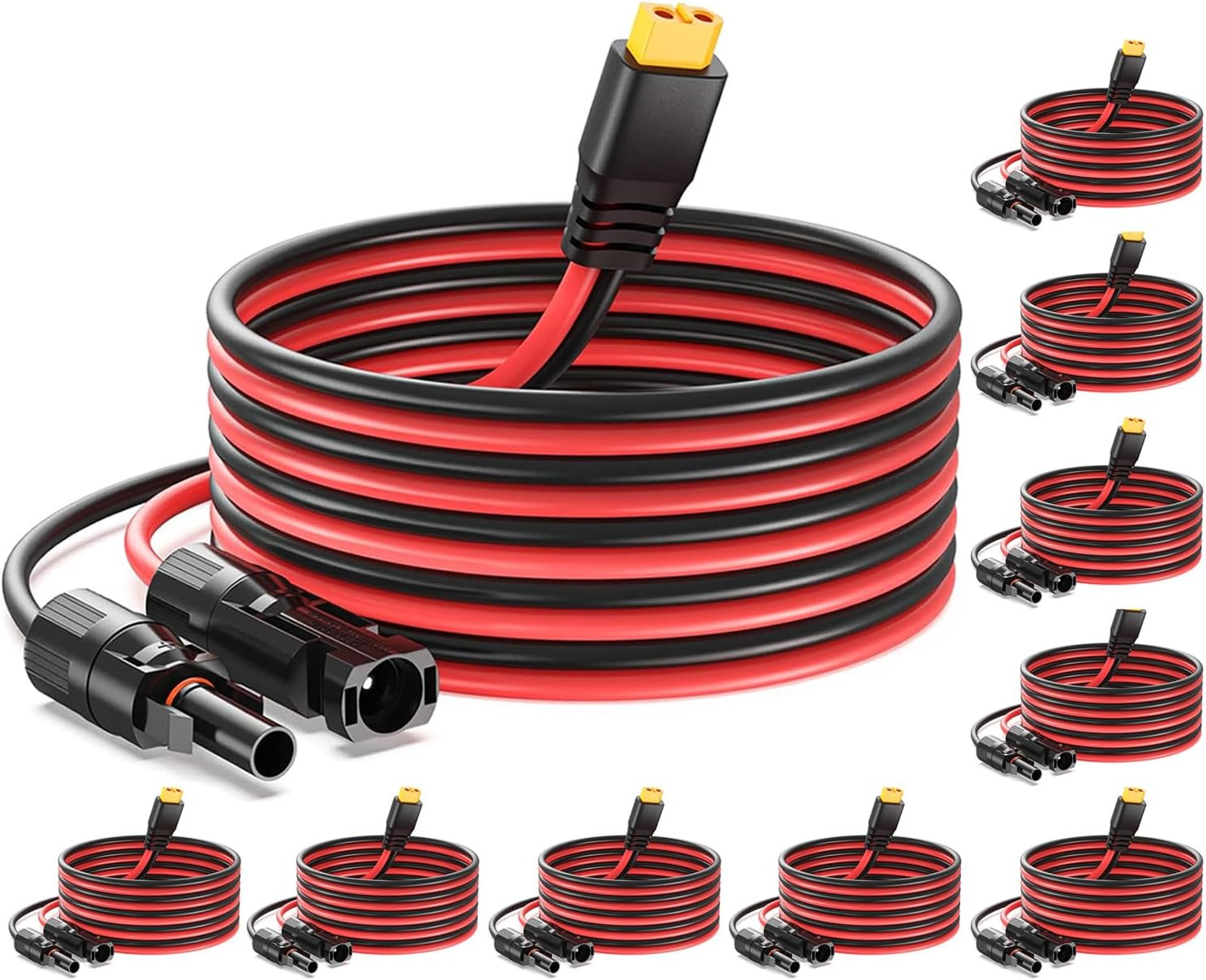 10PCS Solar to XT60 Charge Extension Cable 12AWG 10Ft Solar Connector to XT60 Ad
