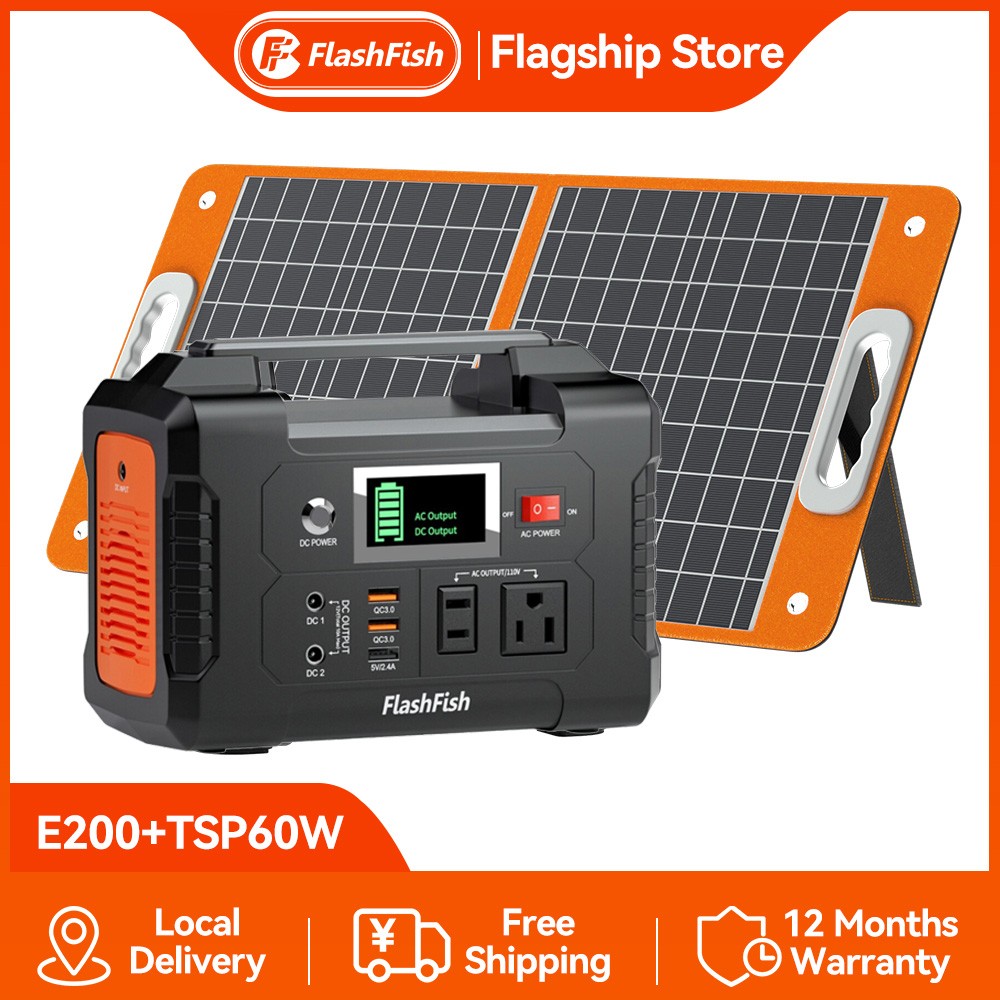 Flashfish Portable Power Station 200W 151Wh Optionally With 60W 18V Solar Panel