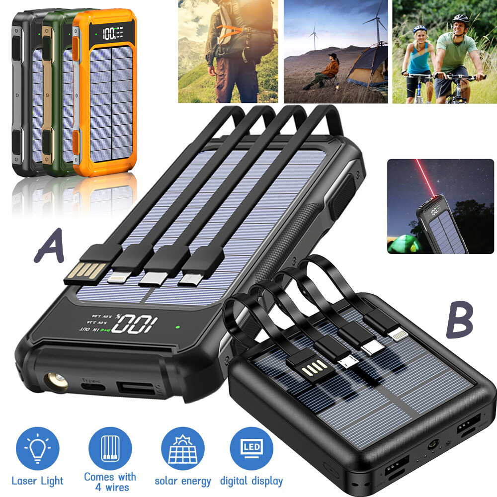40000mAh Solar Power Bank 4 USB Backup External Battery Charger For Cell Phone