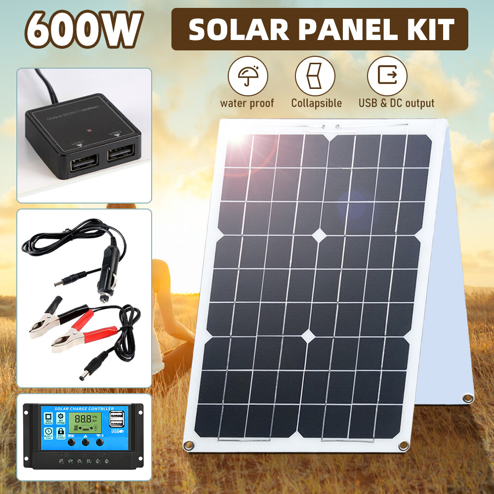 600W Foldable Solar Panel Kit Portable Solar Generator Power Station OffGrid US