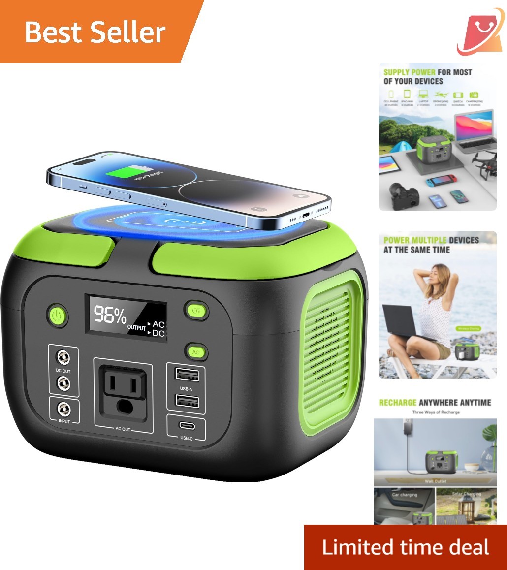 Portable Power Station Solar Generator 200W 42000mAh Home Camping Backup