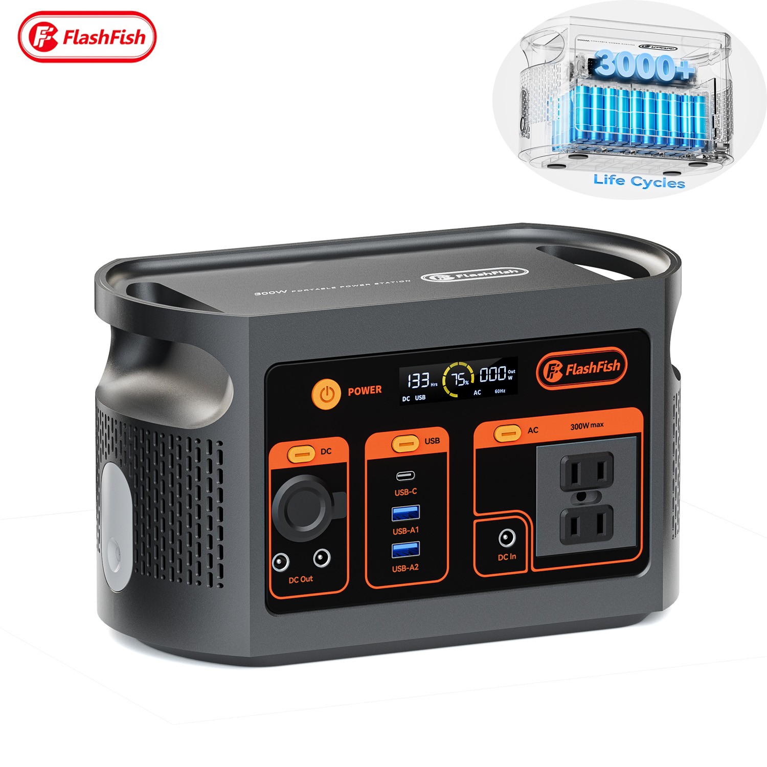 Flashfish 300w 179wh Solar Generator Portable AC Pure Sine Wave Lifepo4 For Camp