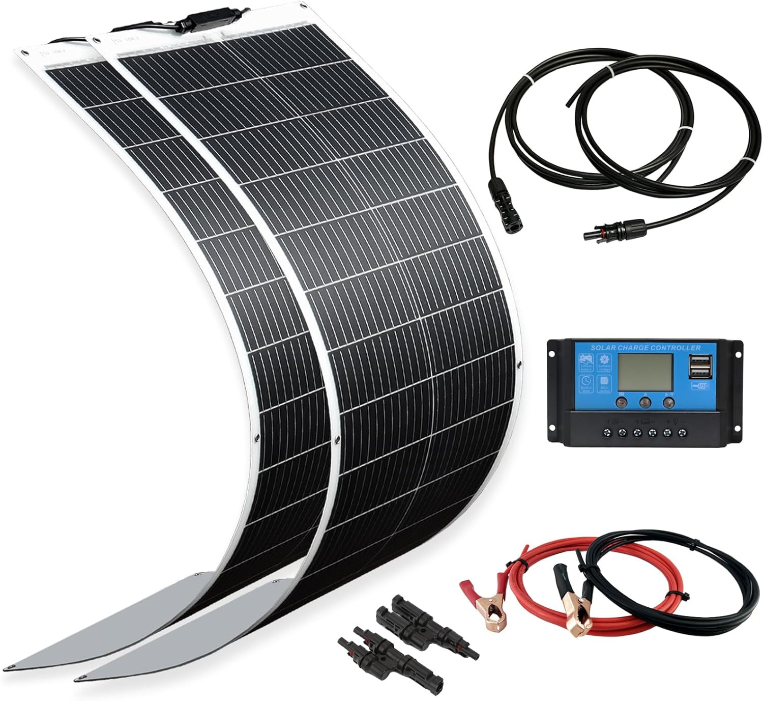 XINPUGUANG Solar Panel 200W 12V Flexible System Kit,2X100W Monocrystalline Fiber