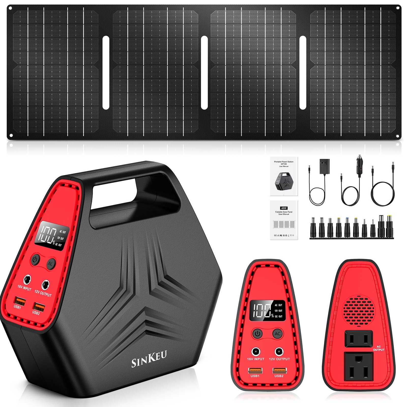 100W Solar Generator with 40W Foldable Solar Panel, 24600mAh Power Bank with …