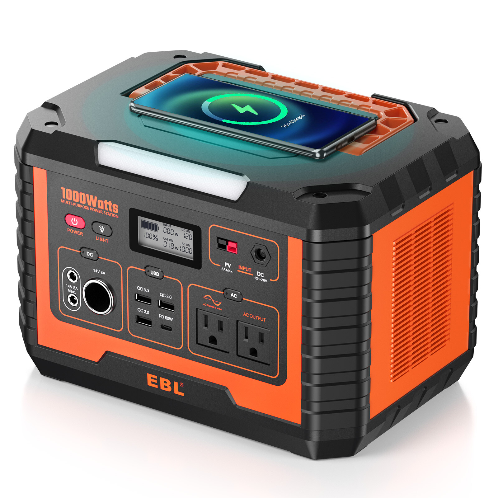 270000mAh 1000W Portable Power Station Solar Generator Backup Lithium Battery US