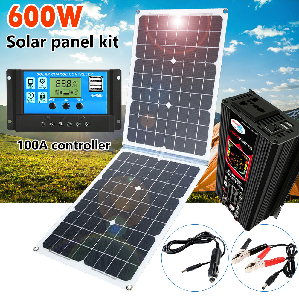 6000W Full Complete Solar Panel Kit + Power Inverter Generator Home RV Off-Grid
