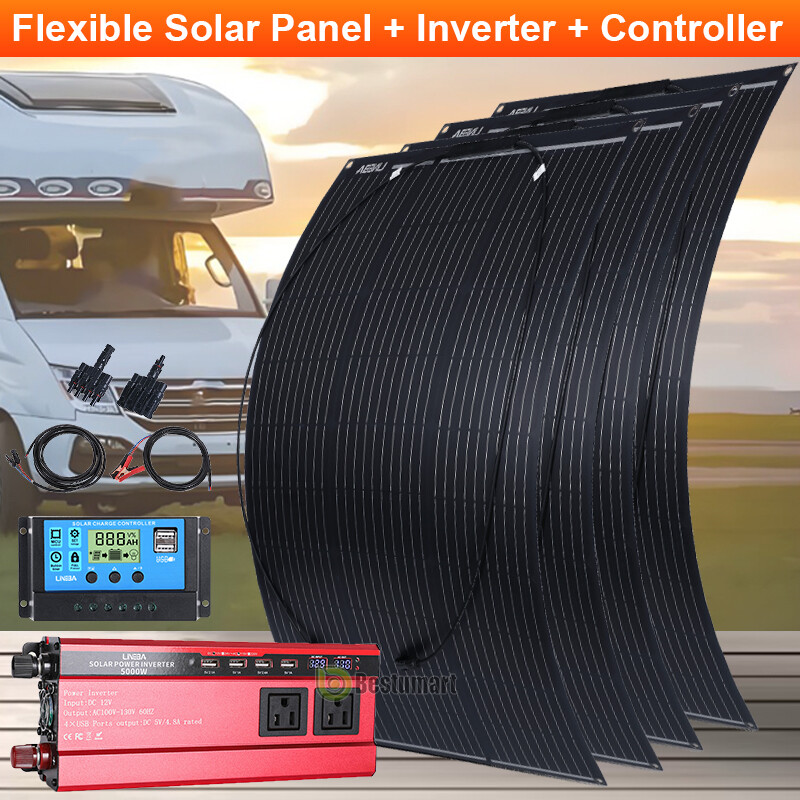 200W 400W Flexible Solar Panel Kit For RV Power Station Generator Power Outage