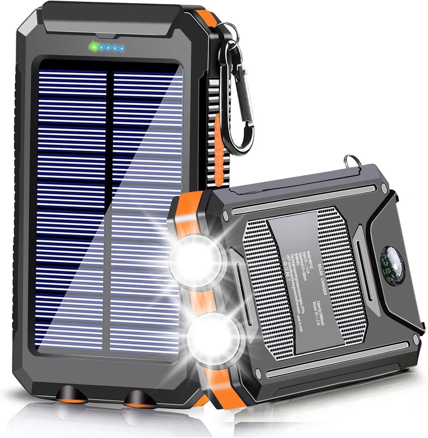 Solar Power Bank 39800mAh Portable Charger USB-C Fast Charge LED Light & Compass