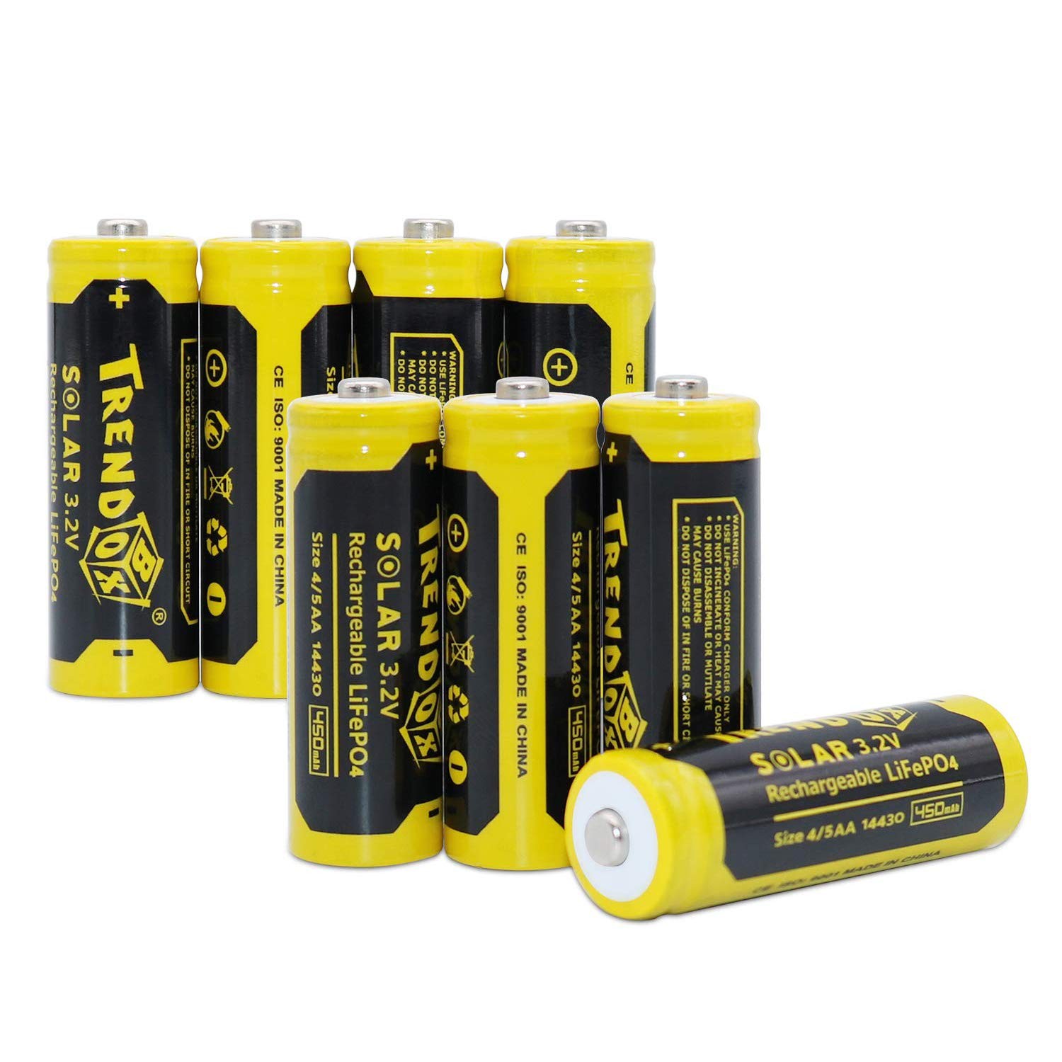 14430 3.2V 450mAh Battery LiFePo4 Rechargeable Solar Batteries for Outdoor Ga…