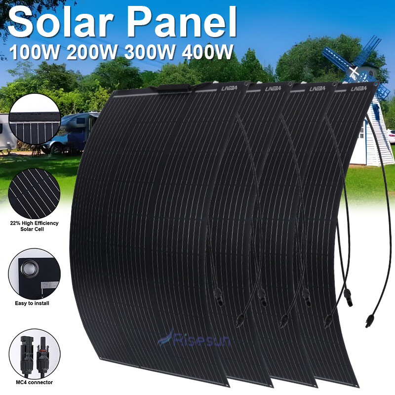 100W 200W 300W 400W Watt Flexible Solar Panel Mono PV 12V Home RV Camping