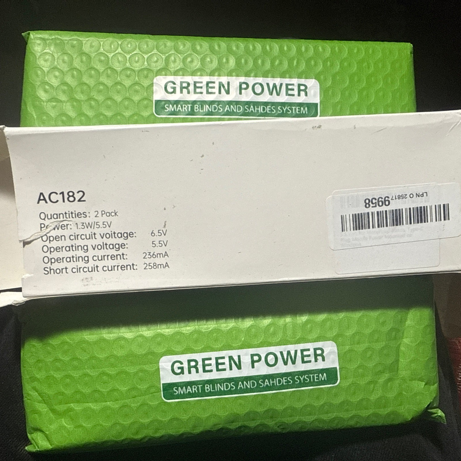 2PCS Solar Panels 1.3 Watt 5.5 Volt for Motorized Blinds, USB-C Plug Mobile