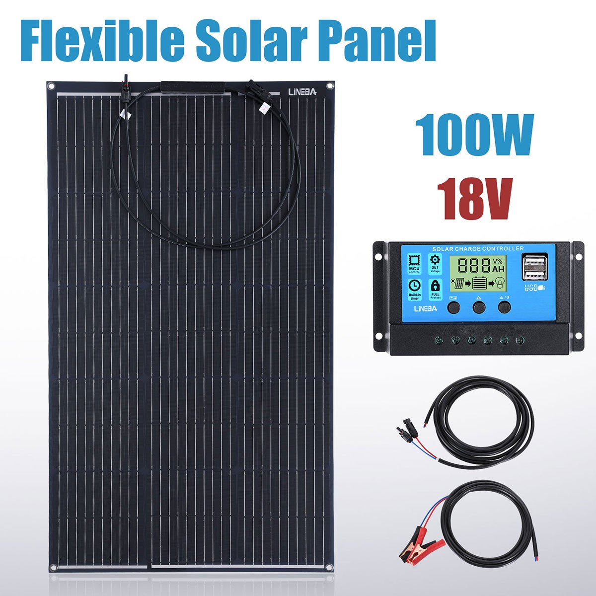 100W 18v Monocrystalline Semi-flexible Solar Panel Kits For RV/Boat/Car/Home