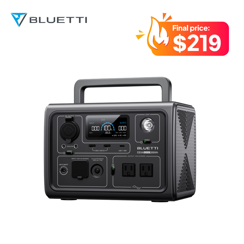 BLUETTI EB3A 600W 268Wh Portable Power Station Solar Generator LFP 2500+Cycles