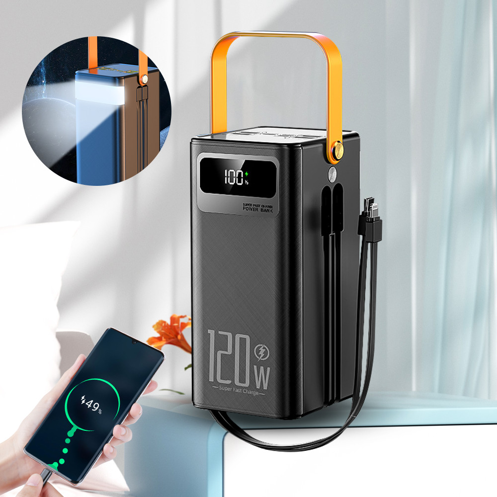 Portable 70000mAh 120W Power Bank Large Capacity 4 USB USB-C Ports Fast Charging