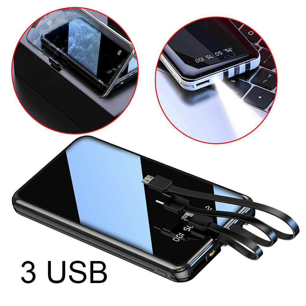 900000mAh 3 USB Backup External Battery Power Bank Pack Charger for Cell Phone