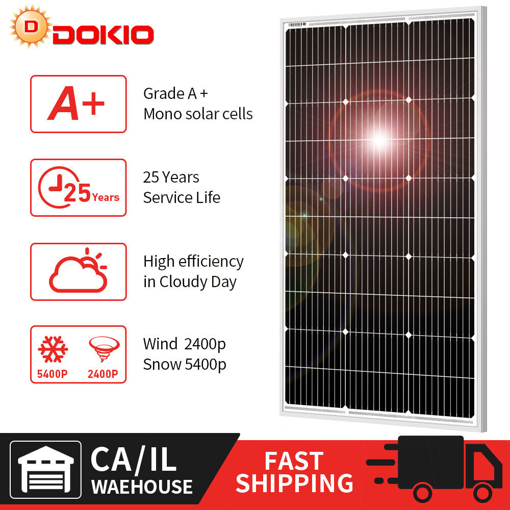 High-Efficiency 100W 200W 400W Mono Solar Panel, 12V, Perfect for Off-Grid & RV