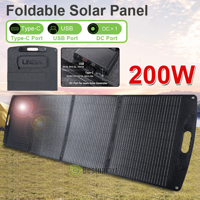 200W Watt Foldable Solar Panel Portable Solar Charger RV Camping Power Station