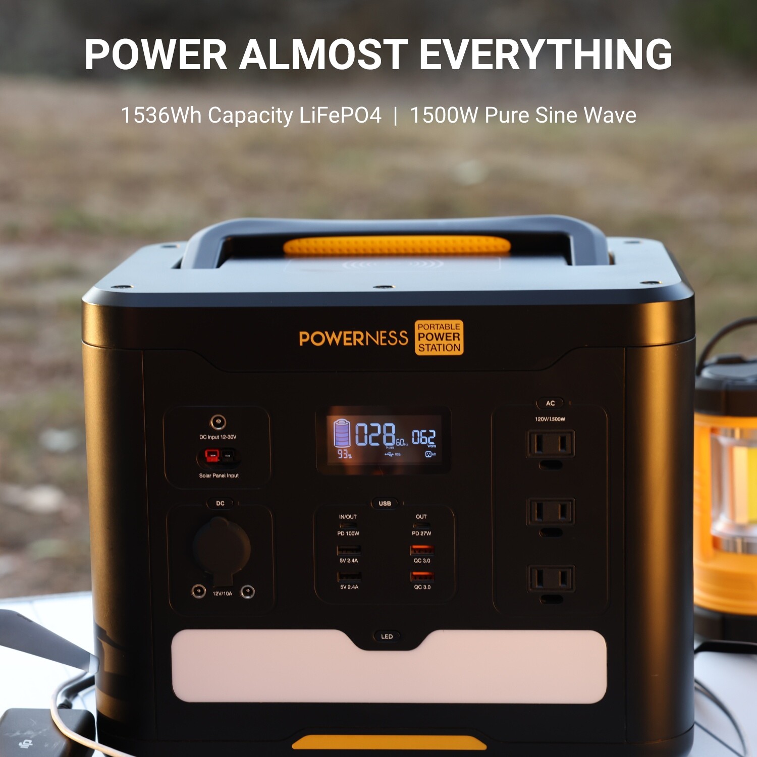 Power Station 1500W LiFePO4 Solar Generator Portable for Outdoor Backup Camping