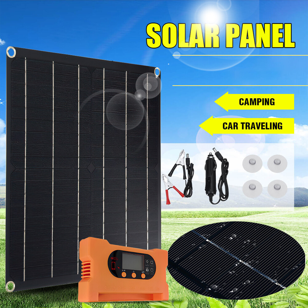 50W Solar Panel 12V Trickle Charger Battery Charger Kit Maintainer Boat RV Car