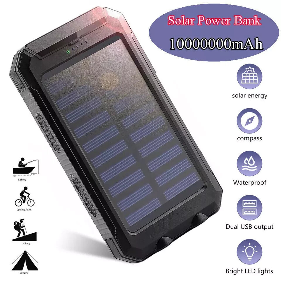 USB Portable100000mA  Charger Solar Power Bank for Cell Phone