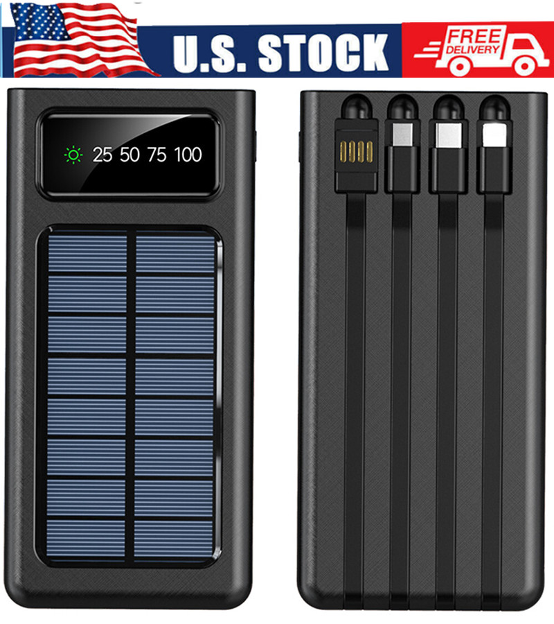 2024 Super 3000000mAh 4 USB Portable Charger Solar Power Bank For Cell Phone