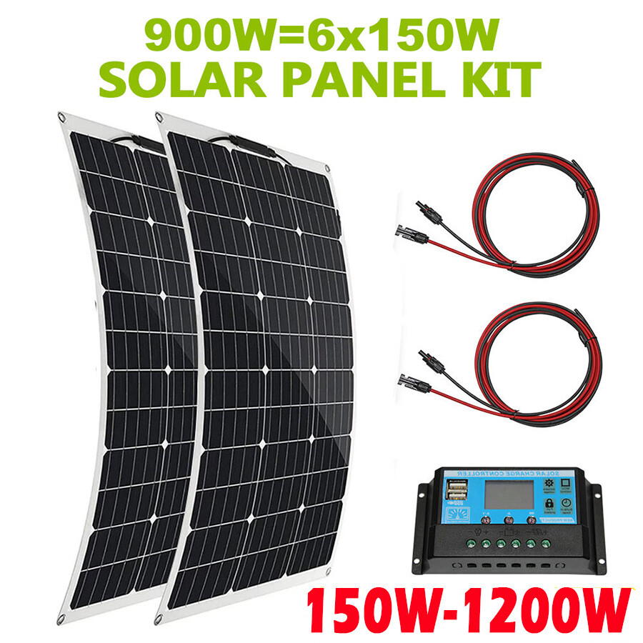 150-1200W 12V Portable Flexible Solar Panel For RV camping Rooftop Off-Grid Boat