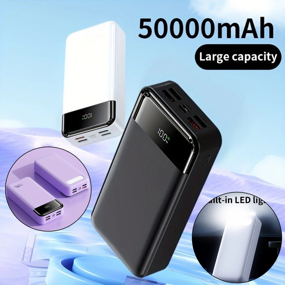 50000mAh Power Bank Large Capacity  Portable Battery Fast Charging LED For Phone