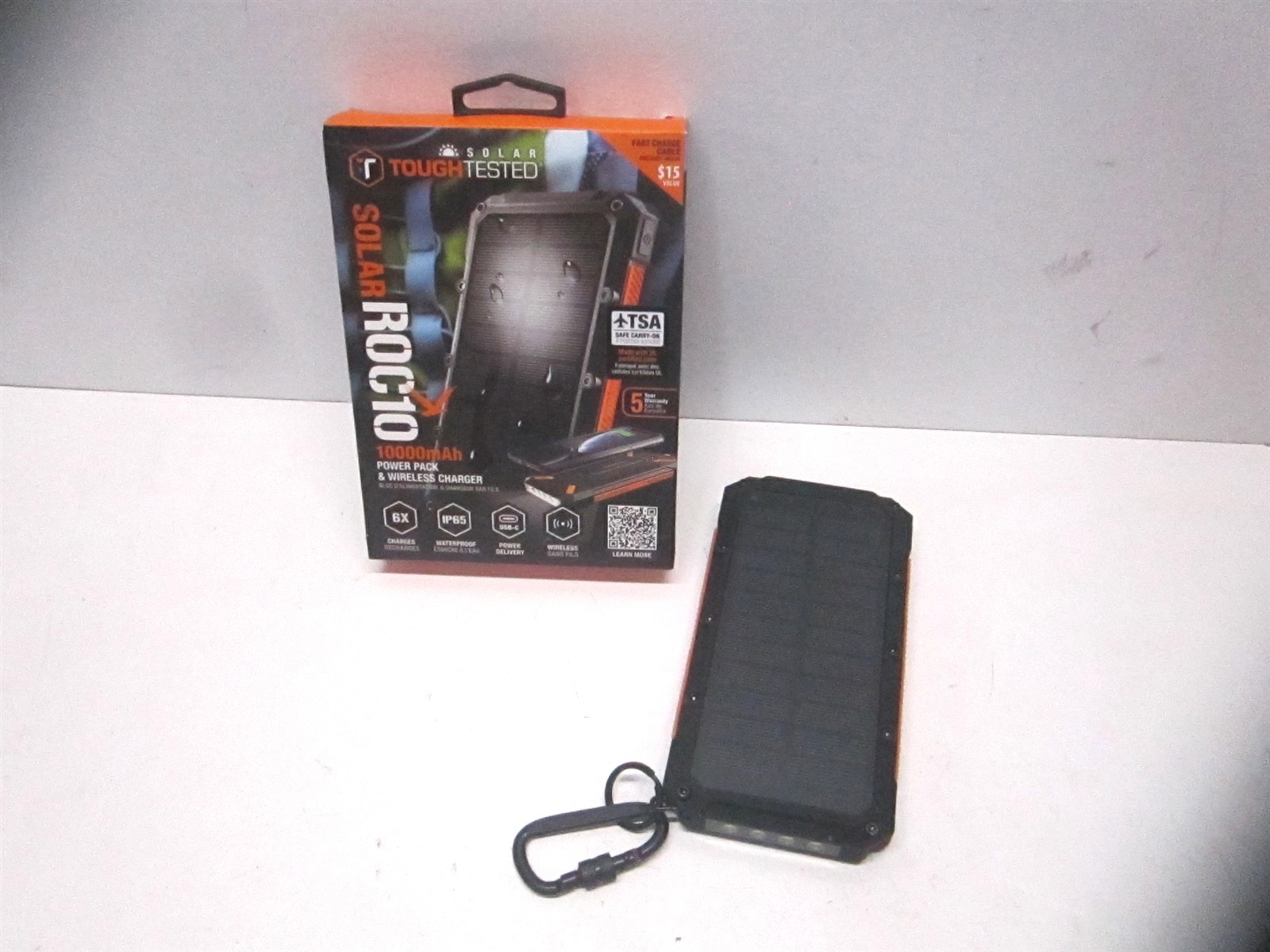 Toughtested TT-PBW-10C 10,000mAh Fast Charging Solar Power Bank with Flashlight