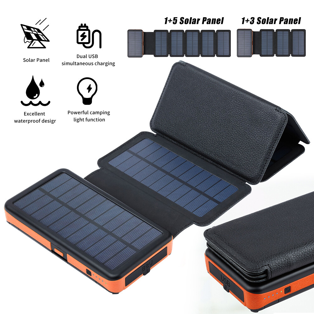 46800mAh Solar Power Bank With Folding 6 Solar Panel Charger For Cell Phone