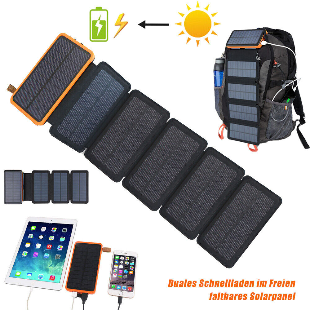 Portable 46800mAh 6 Folding Solar Panel Power Bank USB Charger For Cell phone