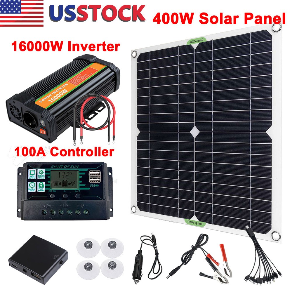 16000W Complete Solar Panel Kit Solar Power Generator 100A Home 110V Grid System