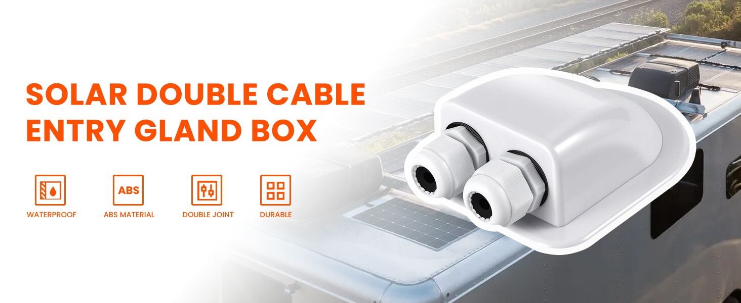 RICH SOLAR  Double Cable Entry Gland Box RV Boat Roof Off-Grid Waterproof