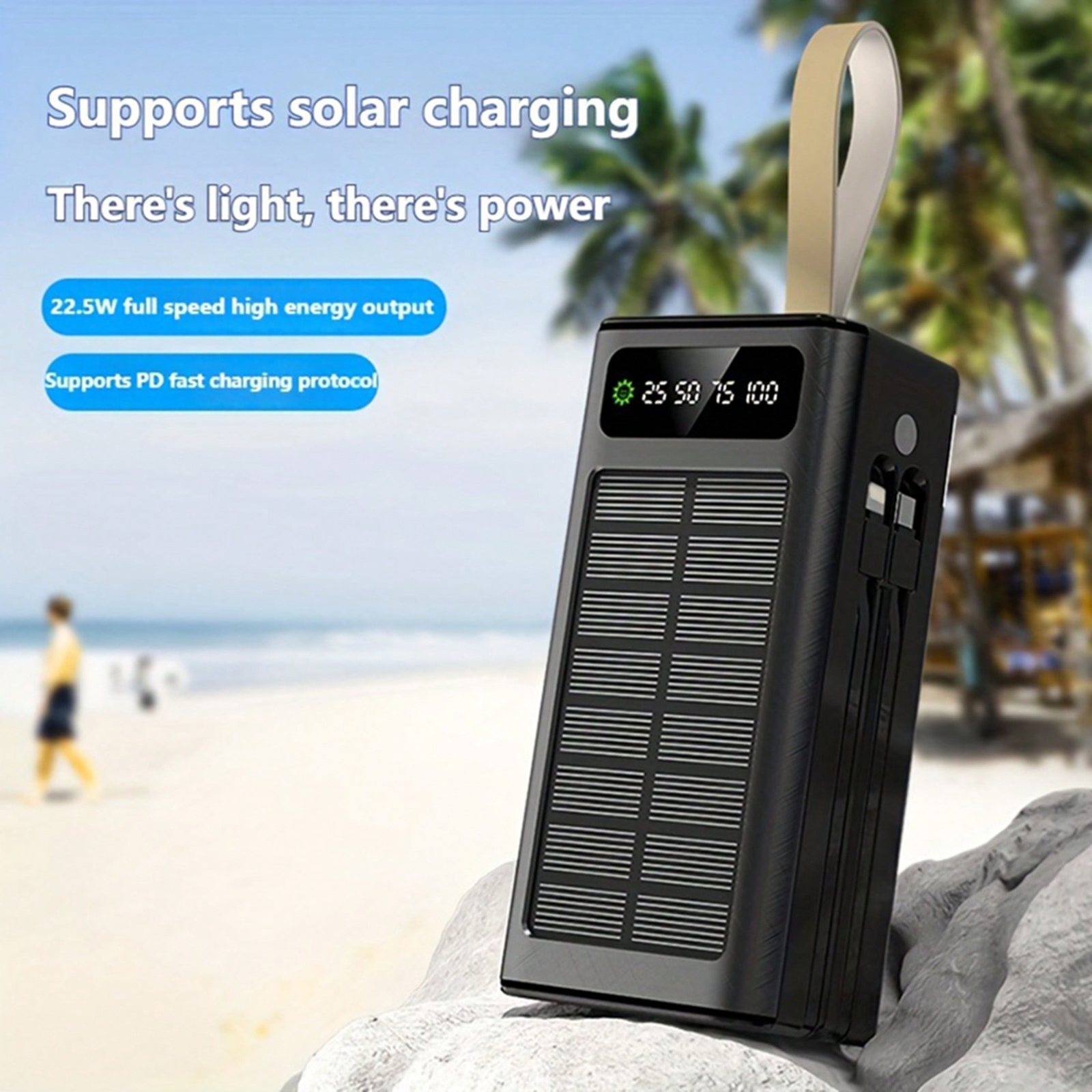 ZEF-50000/30000mAh Solar Power Bank With PD 20W Fast Charging, Dual USB Type-C