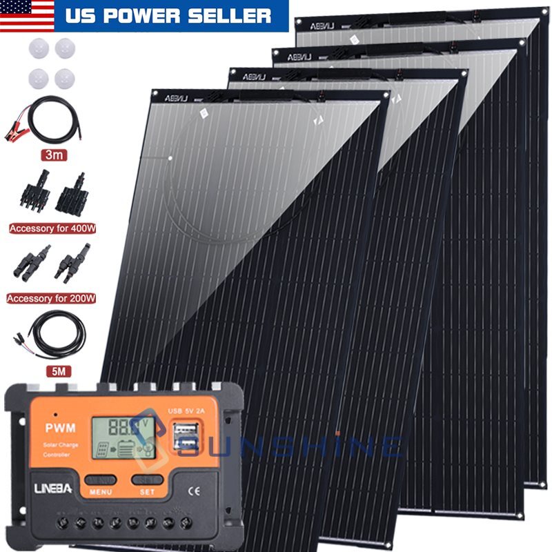 400W Monocrystalline Solar Panel Battery Charge LCD Controller/Caravan/RV/Boat