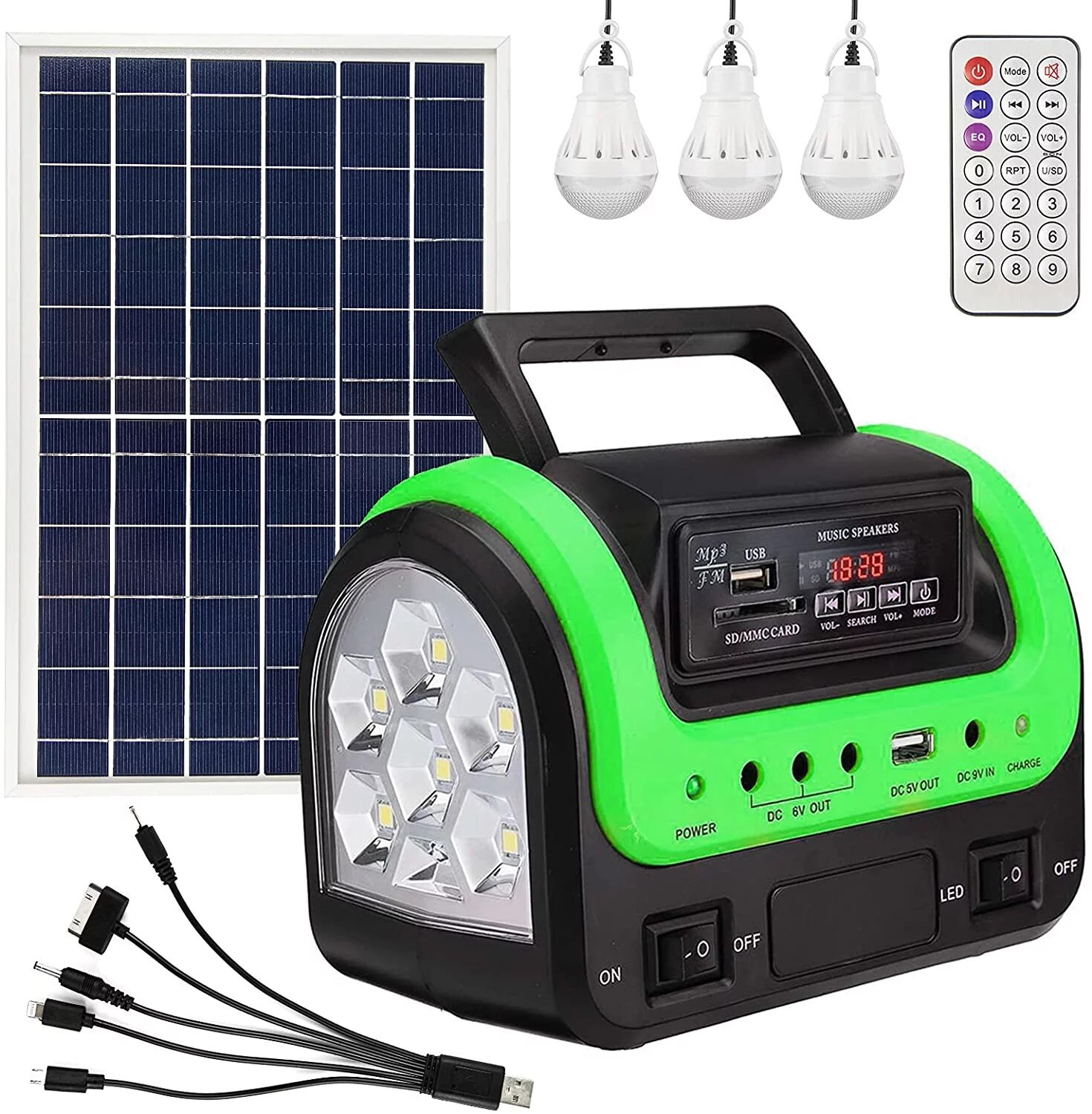 Portable Power Station Solar Charging Generator with Bulb Rechargeable Power Sup