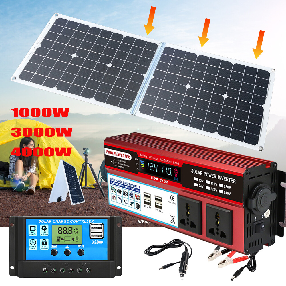 4000W Complete Solar Panel Kit Solar Power Generator 100A Home Off-Grid System Q