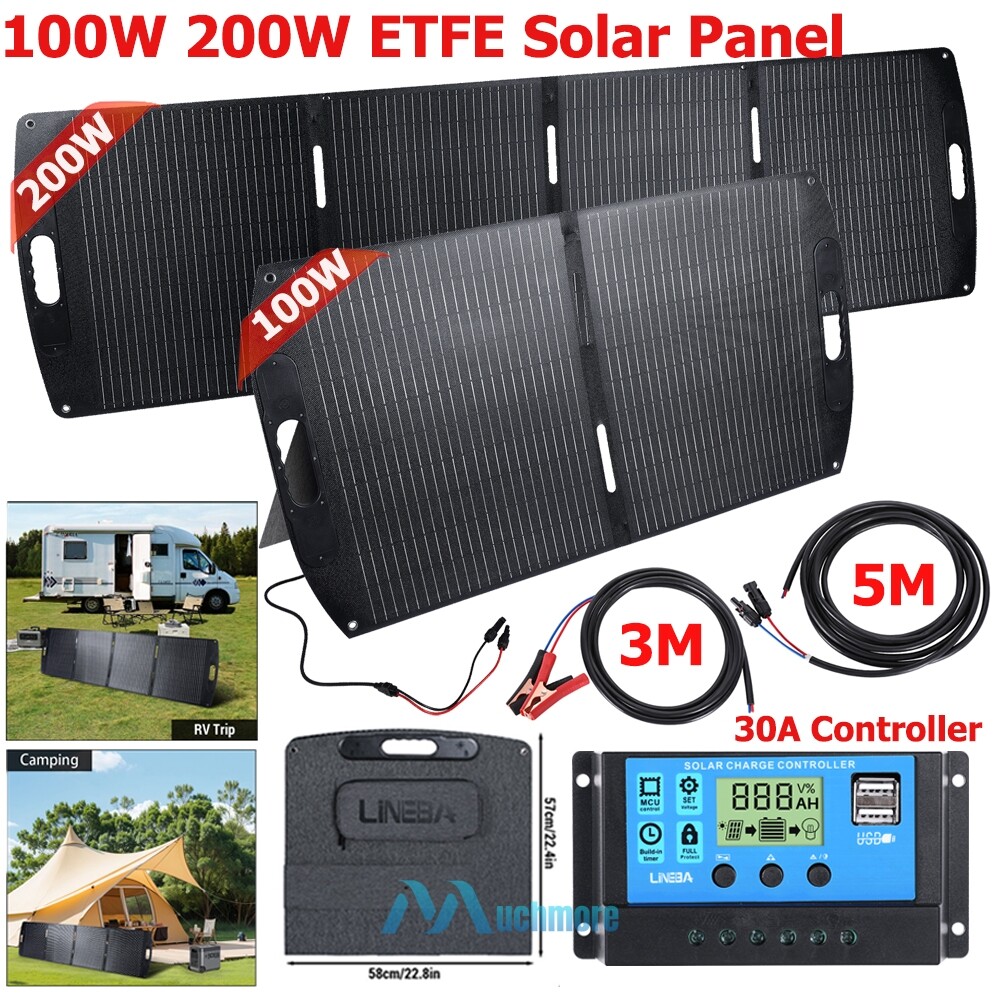 ETFE Solar Panel 200W 100W Mono RV Outdoor with MC4 Foldable RV Camping Charger