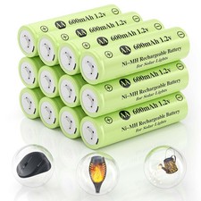 AA 1.2v Ni-MH Rechargeable Batteries, AA 600mAh 1.2V Solar Batteries, Double …