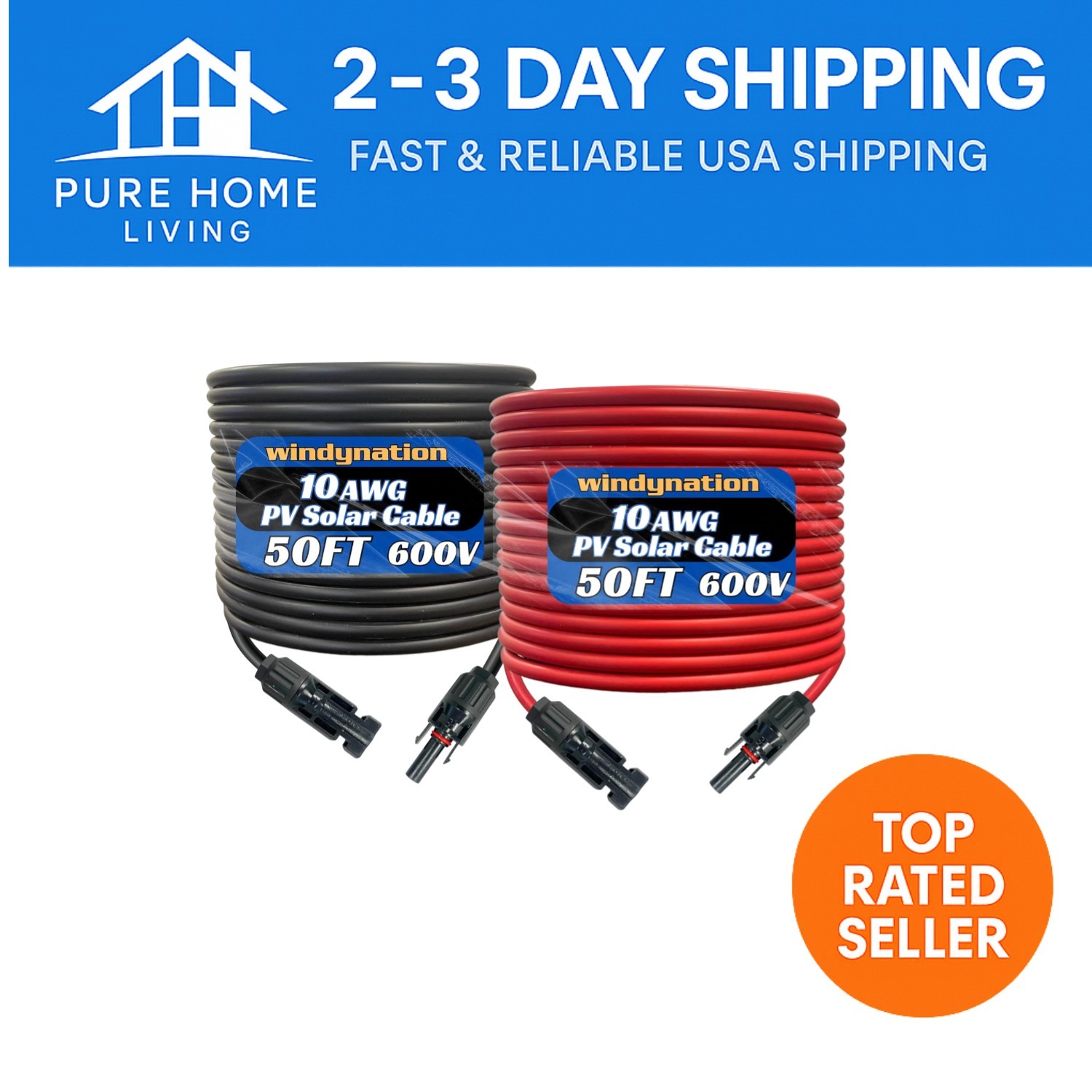 High-Performance 10 AWG 100 Feet Solar Wire with Male-Female Connectors