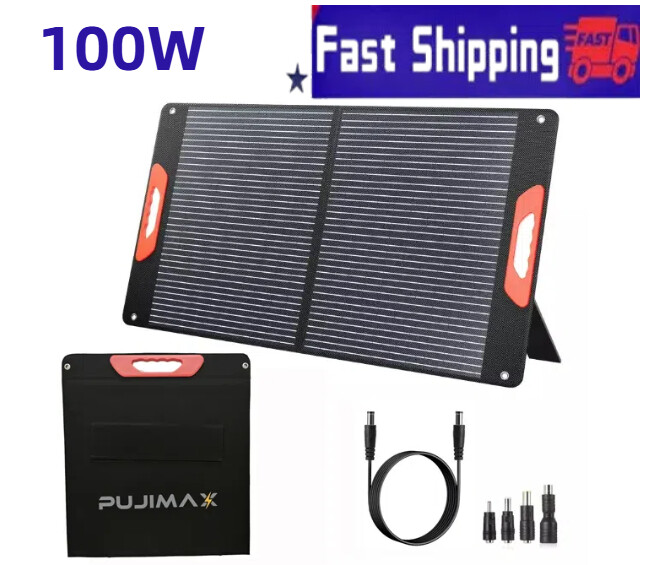 PUJIMAX Foldable Portable Solar Panel Kit for Power Station Solar Generator 100W