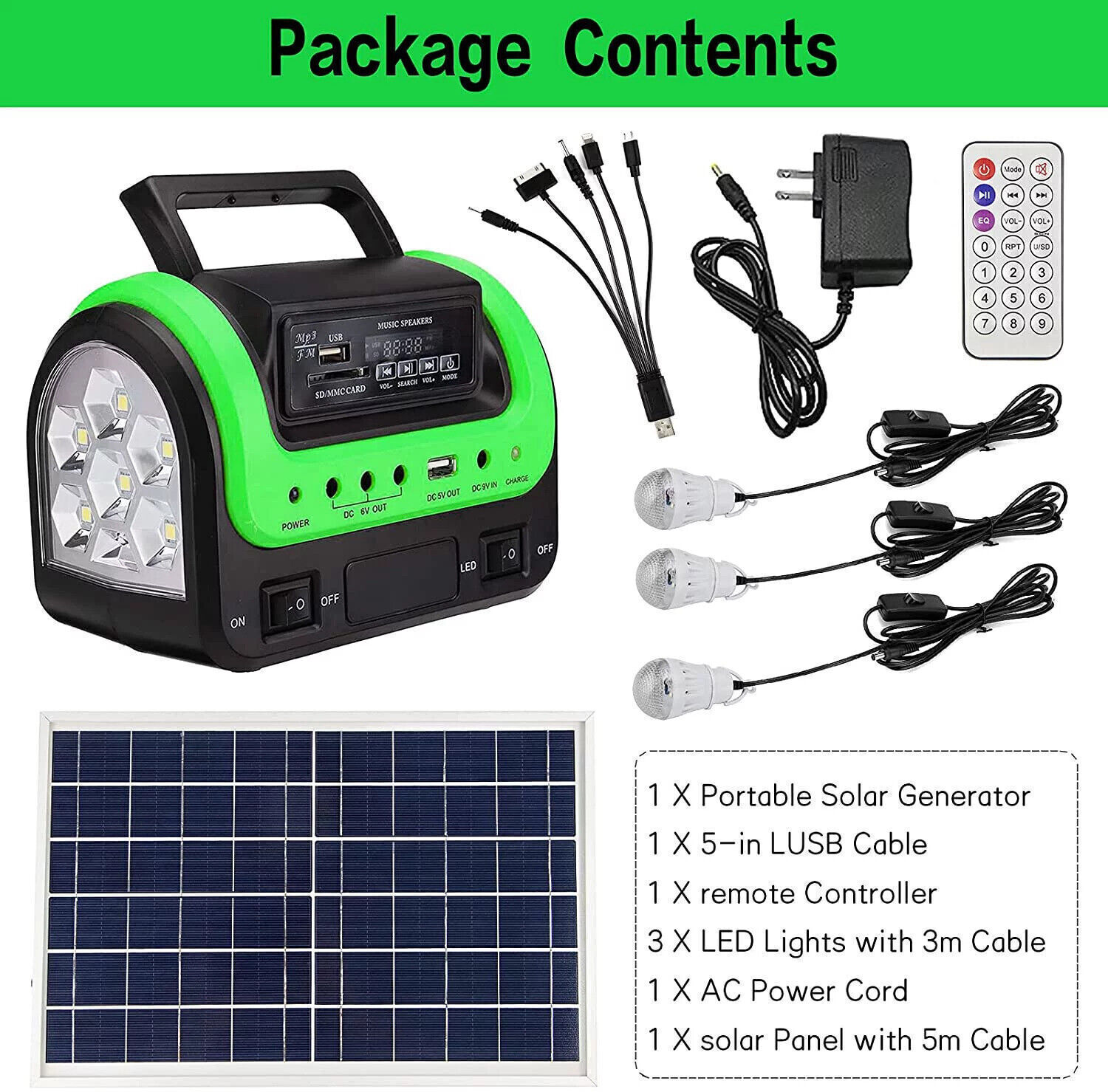 Camping Solar Panel Power Generator Kit Portable Battery Pack Power Station USA