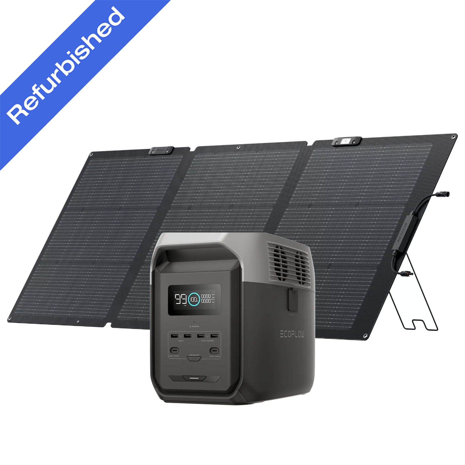 EcoFlow DELTA 3 1500 1536Wh Portable Power Station+160W Solar Panel Refurbished